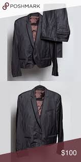 Black Tag Suit By Zara Man Black Tag Suit With Stitching Jacket And Pants Zara Man Suits Blazers Suits Zara Man Zara Suits