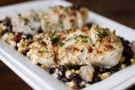Pink Parsley Foil Baked Fish With Black Beans And Corn Baked Fish Recipes Fish Recipes