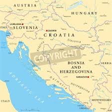 Diese karte von slowenien zeigt das land in grün mit der hauptstadt ljubljana, die mit einem großen schwarzen stern markiert ist. Westbalkan Politische Karte Von Slowenien Kroatien Und Bosnien Leinwandbilder Bilder Zagreb Ljubljana Herzegowina Myloview De