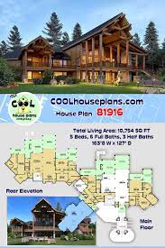 Luxury Rustic Mountain Home 10 754 Sq Ft 5 Beds 6 Full Baths 3 Half Baths And A 4 Car Garage House Plans Luxury House Plans Log Home Plans