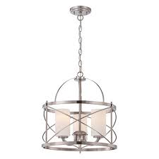 Nuvo Lighting Ginger Brushed Nickel Three Light Drum Pendant With Etched Opal Glass 60 5333 Bellacor