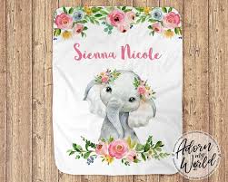 Elephant Baby Name Blanket Personalized Baby Blanket Girl Etsy In 2021 Personalized Baby Blanket Girl Custom Baby Blanket Baby Girl Blankets