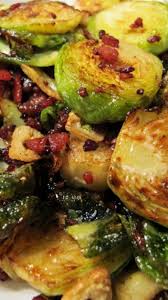 Bj S Brussel Sprouts Recipe Crispy Brussels Sprouts W Bacon Garlic Recipe Veggie Dishes Recipes Garlic Recipes