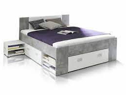 Betten mit stauraum sind in vielen ausführungen erhältlich: Funktionsbett 140x200 Benjamin Doppelbett Bett Stauraum Schubladen Beton Weiss Ebay