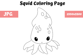 Download and print these squid coloring pages for free. Coloring Page For Kids Squid Graphic By Mybeautifulfiles Creative Fabrica