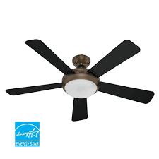 Energy star ceiling fans are quickly becoming a popular option in homes across the country. Hunter 21628 Brushed Bronze Palermo 5 Blade 52 Energy Star Ceiling Fan Blades Light Kit And Remote Included Lightingdirect Com