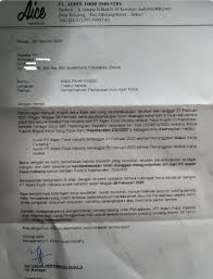 Surat peringatan tidak masuk kerja merupakan surat peringatan yang dikeluarkan oleh pihak hrd atau bagian kepegawaian atau bisa juga oleh pimpinan perusahaan atau instansi langsung yang berisi tentang peringatan kepada karyawan karena telah menyalahi peraturan dan ketentuan tidak masuk. Buruh Aice Dipecat Gara Gara Ikut Demo Surat Phk Nya Viral