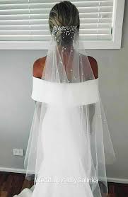 Wedding Veil With Pearls Veil Veils Long Veil Fingertip Etsy Champagne Veil Beaded Veils Pearl Veil