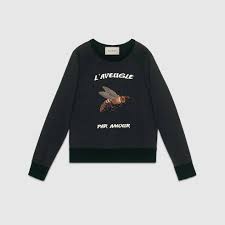 Gucci Cotton Sweatshirt With Bee Applique Cotton Sweatshirts Mens Sweatshirts Sweatshirts