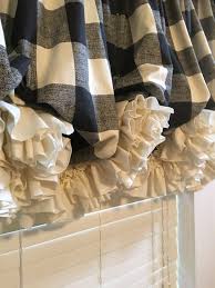 Black And Cream Buffalo Check Curtains Black And Cream Buffalo Check Balloon Curtain With Cream Doublz Ruffles Balloon Curtains Curtains Buffalo Check Fabric