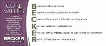 Becker Core Values Becker Furniture Twin Cities Minneapolis St Paul Minnesota