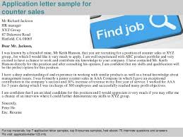 counter sales application letter