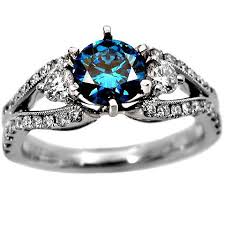 1 7ct Round Fancy Blue Diamond Ring 18k Gold Aromabotanical In 2020 Blue Diamond Engagement Ring Blue Diamond Ring Blue Diamonds Engagement