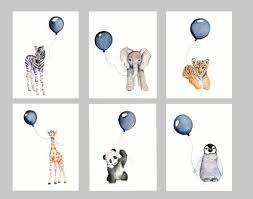 Nursery Prints Set Navy Nursery Boys Wall Art Baby Boy Etsy Nursery Art Boy Baby Animal Art Navy Nursery Boy
