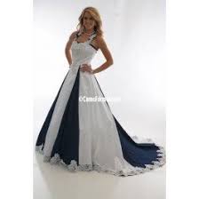 Satin And Denim With Lace Insert A Line Halter Wedding Dress With Camo Godets And Cathedral Train Lace Denim Wedding Denim Wedding Dresses Lace Dress Design