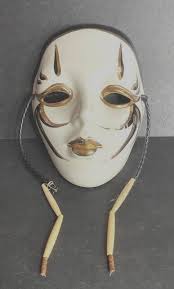 Vtg Mardi Gras Harlequin Mask Wall Art Decor 7" Hand-painted Porcelain