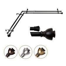 Friedman corner window curtain rod 13/16 inch dia. 48 In 84 In Adjustable 3 4 In Double Corner Window Curtain Rod In Black With Friedman Finial H4786 482 Cr The Home Depot