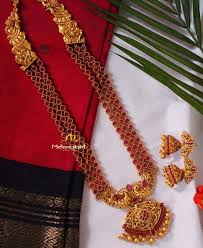 Grand And Gorgeous Ruby Long Hara This Comes In A High End Mattgold Plating With Rubys Allover And Paired With Pre Buying Jewelry India Jewelry Gold Jewelry