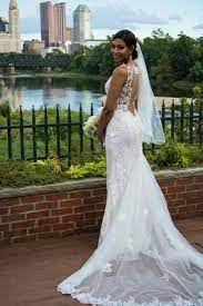 Plunging Illusion Bodice Lace Wedding Dress David S Bridal Wedding Dresses Davids Bridal Wedding Dresses Wedding Dresses Lace