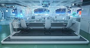 Sci Fi Interior Of A Futuristic Low Earth Orbit Space Station Modeled In 3dsmax 2015 And Rendered With Vr Space Station Spaceship Interior Futuristic Interior