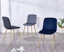 Rhomtree Dining Chairs For Kitchen Modern Mid Century Side Chairs Set Of 4 Velvet Upholster Upholstered Dining Chairs Solid Wood Dining Chairs Living Room Grey