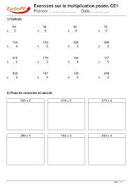 Exercices Sur La Multiplication Posee Ce1 Multiplication Posee Multiplication Ce1