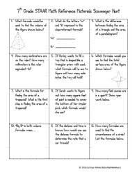 7th grade math staar reference sheet scavenger hunt in 2019