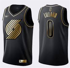 Basketball Black And Gold Jersey Design 2020 Nike Blazers 0 Damian Lillard Black Gold Nba Swingman Limited Edition Jersey In 2020 Nike Blazer Trail Blazers Blazers Basketball