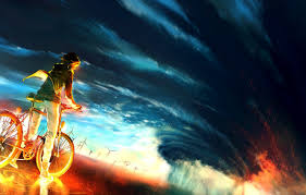 Choose from 30+ anime fire graphic resources and download in the form of png, eps, ai or psd. Wallpaper The Sky Bike Background Fire Storm Anime Fire Guy Storm Anime Boy Colour Epic Images For Desktop Section Syonen Download
