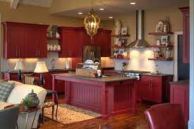 Rustic kitchen cabinets are crafted using many different species of wood. Barn Red Cabinets Ideas Photos Houzz