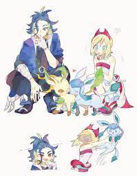 glaceon, irida, leafeon, and adaman (pokemon and 2 more) drawn by  kagetsu_(hagepoke123) | Danbooru