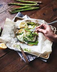 Cod En Papillote With Potatoes Asparagus And Scallion Pistou Better Happier Papillote Recipes Fish En Papillote En Papillote