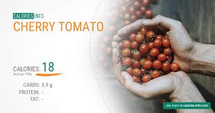 Consumption of tomato daily is good for our health, as it contains low amount of calorie, at about 16.7 kcal/100gram. Cherry Tomato Calories In 100g Oz One Cherry Tomato Handful And More