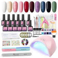 It is applied on top of your natural nails and then set using a uv or led light in a process known as. Saint Acior Gel Polish Kit With Uv Led 36w Light Starter Kit Nail Lamp Dryer Manicure Tools Gel Polish Base And Top Coat Amazon In Health Personal Care