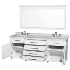 Margate 80 inch double bathroom vanity in dark gray, white carrara marble countertop, undermount square sinks, and no mirror 5.0 out of 5 stars 1 $1,900.30 $ 1,900. Wyndham Collection Berkeley White 80 Inch Double Bathroom Vanity Overstock 8754991