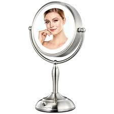 A wide variety of magnifying vanity mirror options are available to you, such as features, finishing, and sides. Amazon Com Mirrormore 8 5 Vanity Mirror With Lights 10x Magnifying Mirror With 32 Medical Leds Lights Double Sided Dimmable Lighted Makeup Mirror Cordless Or Plug In Smart Switch Senior Pearl Nickel Beauty