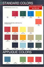 1987 Colors Color Charts Old International Truck Parts
