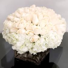 Hydrangeas can easily be used as a filler or addition to a larger, varied flower deliveries are available between tuesday and friday. White Roses And White Hydrangea Cube In Glen Head Ny Glen Head Flower Shop