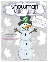 Winter Snowman Cvc Word Building Activity And Pocket Chart