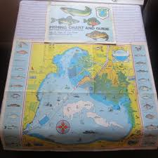 Vintage Old Fishing Map Chart Lake Saint Clair Mi Alvin
