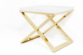 Brass X Leg Lucite Side Table Modshop