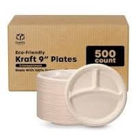Discount brown kraft paper plates Store Paper Plate Round Shape Kraft 25cm  255g m2 800 Units