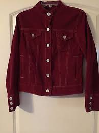 Gap Stretch Red Corduroy Jean Jacket Mandarin Collar Western Jackets Corduroy Jeans Jean Jacket