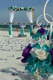Beach Wedding Purple And Turquoise Beach Weddingideas Destinationweddingplanner Turquoise Wedding Beach Wedding Turquoise Purple Turquoise Wedding