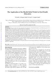 Pdf The Application Of The Health Belief Model In Oral Health Education