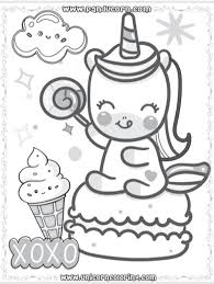 Black and white vector illustration for coloring book. Free Download Unicorn Ice Cream Coloring Pages