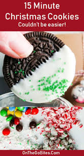 Easy Chocolate Dipped Oreo Christmas Cookies On The Go Bites Recipe Easy Christmas Cookie Recipes Gourmet Holiday Cookies Easy Chocolate