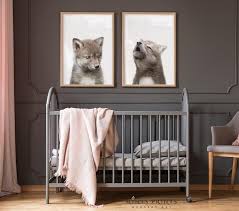 Baby Wolf Print Set Wolves Nursery Wall Art Woodland Decor Etsy In 2020 Baby Animal Nursery Wolf Nursery Baby Animal Prints Nursery