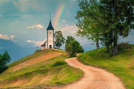 Rainbow With Saint Primoz Church Famous Saints Landscape Church