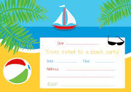 With a photo of a cupcake decorated with a single lit candle, there is lots of room for all the details. Free Beach Party Invitation